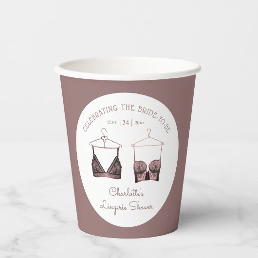 ブラックピンクレースウォーターカラーランジェリーブライダルシャワー 紙コップ (正面)