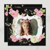 ブラックピンクローズガールズ写真3rd誕生日パーティー 招待状 (正面/裏面)