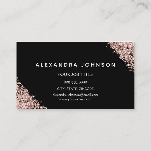 ブラックピンクローズ金ゴールドグリッタースパークル美容師 名刺 (裏面)
