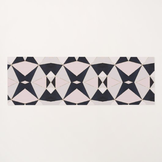 ブラックピンクローズ金ゴールド万華鏡のように千変万化するパターン幾何学 ヨガマット (裏面(横))