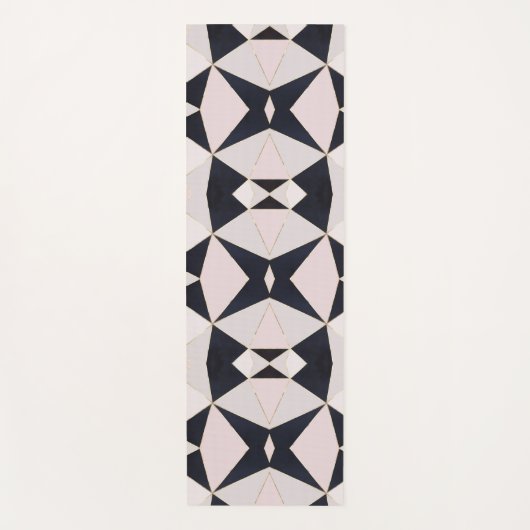 ブラックピンクローズ金ゴールド万華鏡のように千変万化するパターン幾何学 ヨガマット (正面)