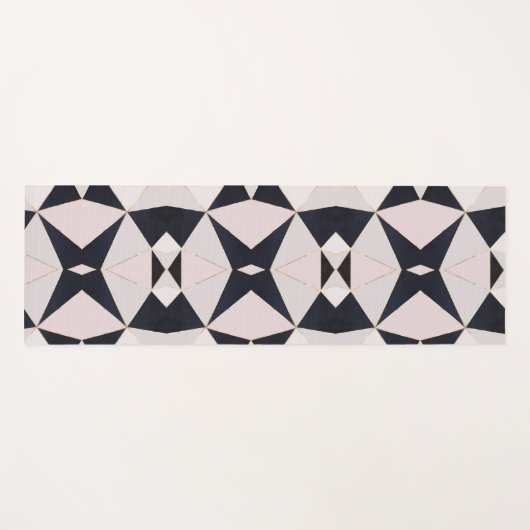 ブラックピンクローズ金ゴールド万華鏡のように千変万化するパターン幾何学 ヨガマット (正面(横))