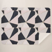 ブラックピンクローズ金ゴールド幾何学模様 シェルパブランケット (正面(横))