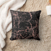 ブラックピンクローズ金ゴールド抽象芸術マーブルグラム クッション (ブランケット)