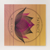 ブラックピンクロータス忍耐力フローラ記号 ジグソーパズル (横)