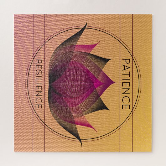 ブラックピンクロータス忍耐力フローラ記号 ジグソーパズル (横)