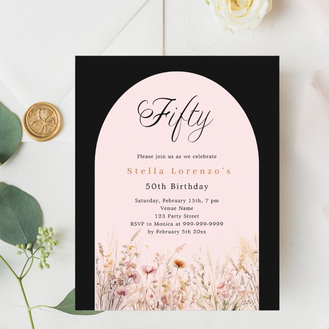 ブラックピンクワイルドフラワーフローラ予算50歳の誕生日 (クリエイターアップロード済み)