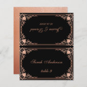 ブラックピンクヴィンテージ印刷名結婚の座席表 (正面/裏面)