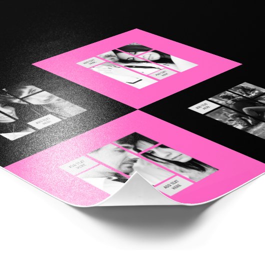 ブラックピンク写真テンプレート – 任意のギフトに転送 フォトプリント (角)