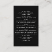 ブラックピンク写真フローラリース葬儀祈りの言葉カード 名刺 (裏面)