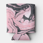 ブラックピンク大理石:抽象芸術アート 缶クーラー (裏面)