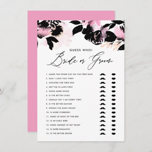 ブラックピンク彼は彼女は花嫁または新郎のゲームを言った エンクロージャーカード (正面/裏面)