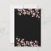 ブラックピンク日本のさくらんぼの結婚花 招待状 (裏面)