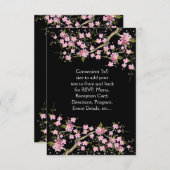 ブラックピンク日本のさくらんぼの結婚花 招待状 (正面/裏面)