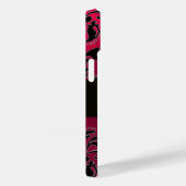 ブラックピンク明るい赤紫色ダマスクモノグラム、ルビージェムストーン Case-Mate iPhoneケース (裏面 / 右)