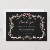 ブラックピンク春ガーデンベビーシャワー サンキューカード (正面)