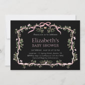 ブラックピンク春ガーデンベビーシャワー 招待状 (正面)