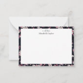 ブラックピンク桜花パターンデザイン ノートカード (正面)