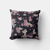 ブラックピンク桜花、パターンデザイン、 クッション (正面)