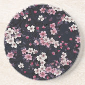 ブラックピンク桜花、パターンデザイン、 コースター (正面)