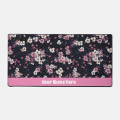 ブラックピンク桜花、パターンデザイン、 デスクマット (正面)