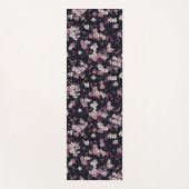 ブラックピンク桜花、パターンデザイン、 ヨガマット (正面)