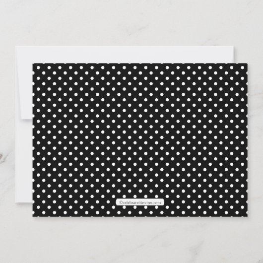 ブラックピンク水玉模様「ベビー」ベビーシャワー 招待状 (裏面)