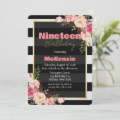 ブラックピンク牡丹金ゴールドガール19thバースデーパーティー 招待状 (スタンド正面)