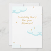 ブラックピンク眠い牛の白い雲ベビーシャワー 招待状 (裏面)