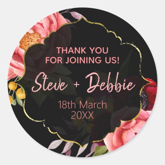 ブラックピンク結婚の感謝リップクリーム大豆キャンドル ラウンドシール (正面)