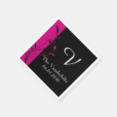 ブラックピンク結婚モノグラム結婚ズ スタンダードカクテルナプキン (角)