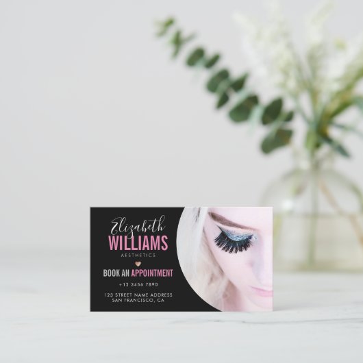 ブラックピンク美しいの美学とフォトロイヤリティ& 名刺 (スタンド正面)