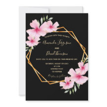 ブラックピンク花模様金ゴールド幾何結婚の