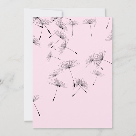 ブラックピンク落としタンポポ花誕生日 招待状 (裏面)