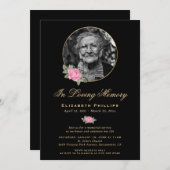 ブラックピンク金ゴールドフローラ写真追悼会 招待状 (正面/裏面)