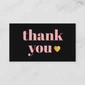 ブラックピンク金ゴールド感謝していハートyou business card 名刺 (正面)