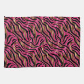 ブラックピンク金ゴールド縞模様アニマルプリント模様 キッチンタオル (横)