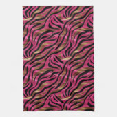 ブラックピンク金ゴールド縞模様アニマルプリント模様 キッチンタオル (縦)