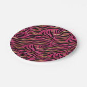 ブラックピンク金ゴールド縞模様アニマルプリント模様 ペーパープレート (アングル)