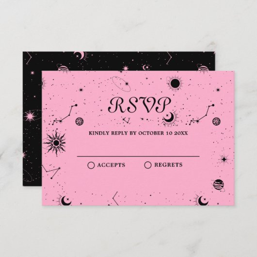 ブラックピンク魔法ムーンクリスタルボール 出欠カード (正面/裏面)