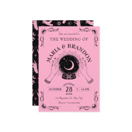 ブラックピンク魔法ムーンクリスタル結婚ボール 招待状