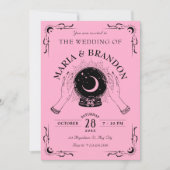 ブラックピンク魔法ムーンクリスタル結婚ボール 招待状 (正面)