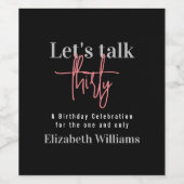 ブラックピンク30歳の誕生日パーティー ワインラベル (シングルラベル)