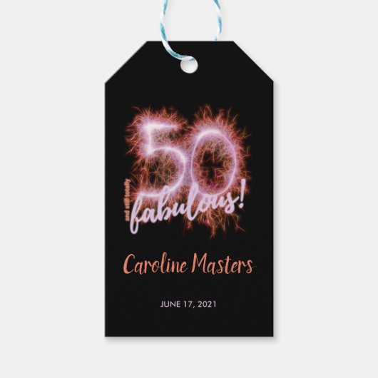 ブラックピンク50&まだ素晴らしい50th誕生日パーティー ギフトタグ (正面)