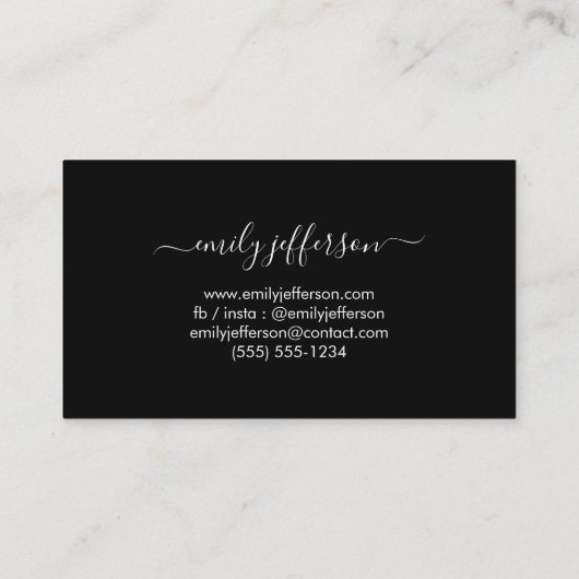 ブラックピンク（ばちゃばちゃ）跳ねるスクリプトミニマルカスタムリスト 名刺 (裏面)