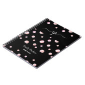 ブラックピンク カスタムロゴ モノグラム スクリプト 名前 ドット ノートブック (左側)