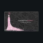 ブラックピンク&ホワイト結婚ズドレス&ヴィンテージレース 名刺<br><div class="desc">黒エレガント色のピンクと白のヴィンテージ華美フローラのレ結婚ースのドレスと花嫁。Touchの緑。クールウェディングプランナープロフェッショナルの名刺。</div>