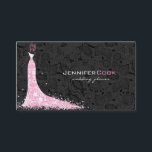 ブラックピンク&ホワイト結婚ズドレス&ヴィンテージレース 名刺<br><div class="desc">黒エレガント色のピンクと白のヴィンテージ華美フローラのレ結婚ースのドレスと花嫁。Touchの緑。クールウェディングプランナープロフェッショナルの名刺。</div>