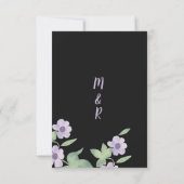 ブラックピンク ラベンダー グリーン 花 モダン 春 ウェディング 招待状 (裏面)