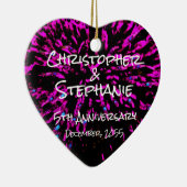 ブラックピンク、名前、ハート記念日クリスマス セラミックオーナメント (右)